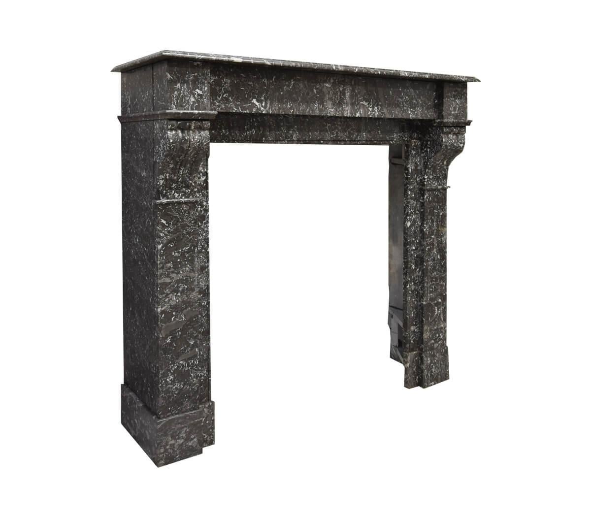 Grey marble Modillion Front fireplace mantel from the 19th Century,
to place in front of the chimney. See the last picture for all dimensions.