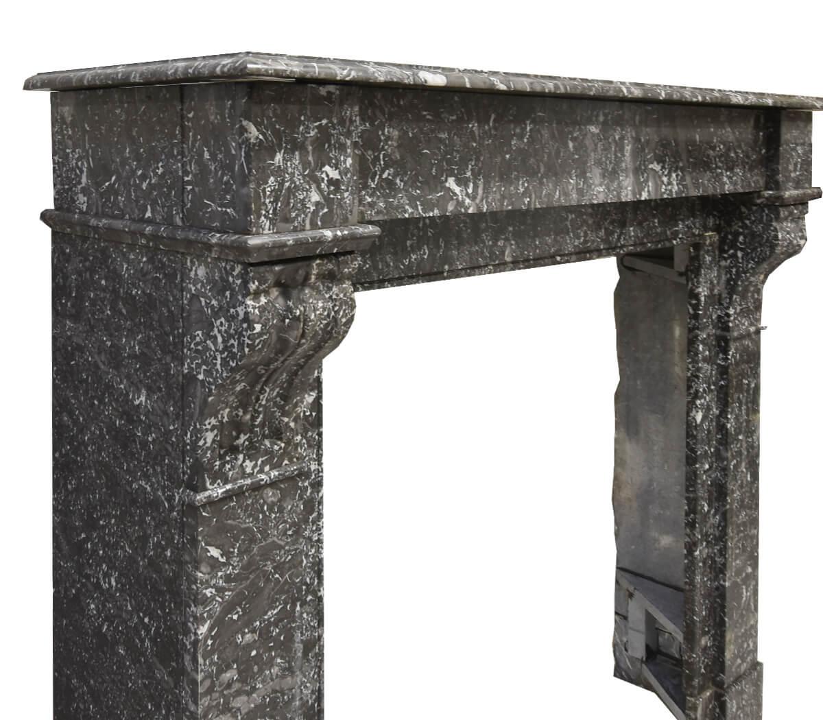 French Grey marble Front fireplace mantel 19th Century For Sale