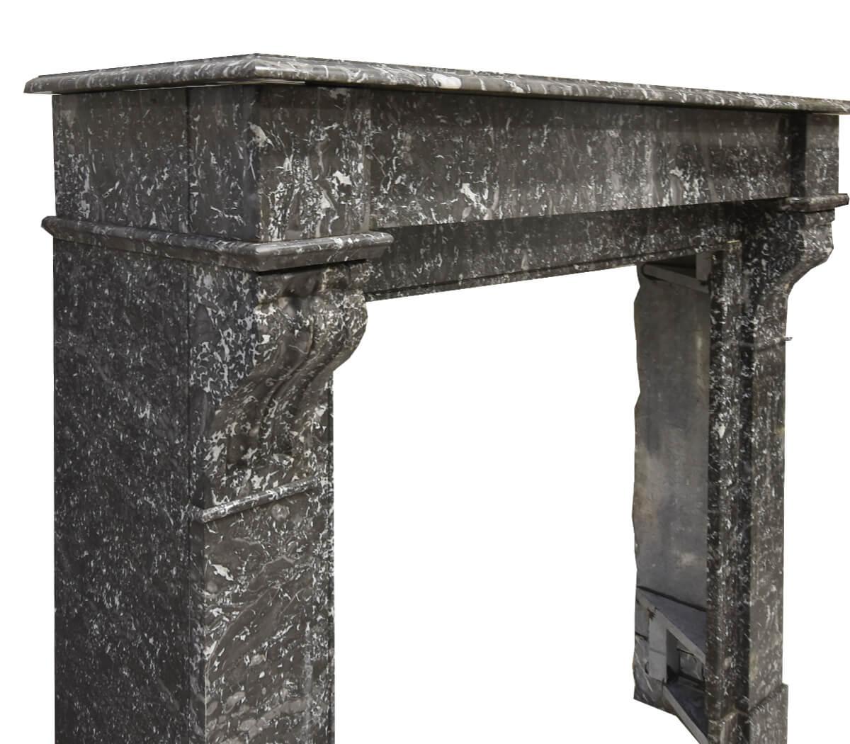 French 19th Century Antique Grey Marble Fireplace Front Mantelpiece For Sale