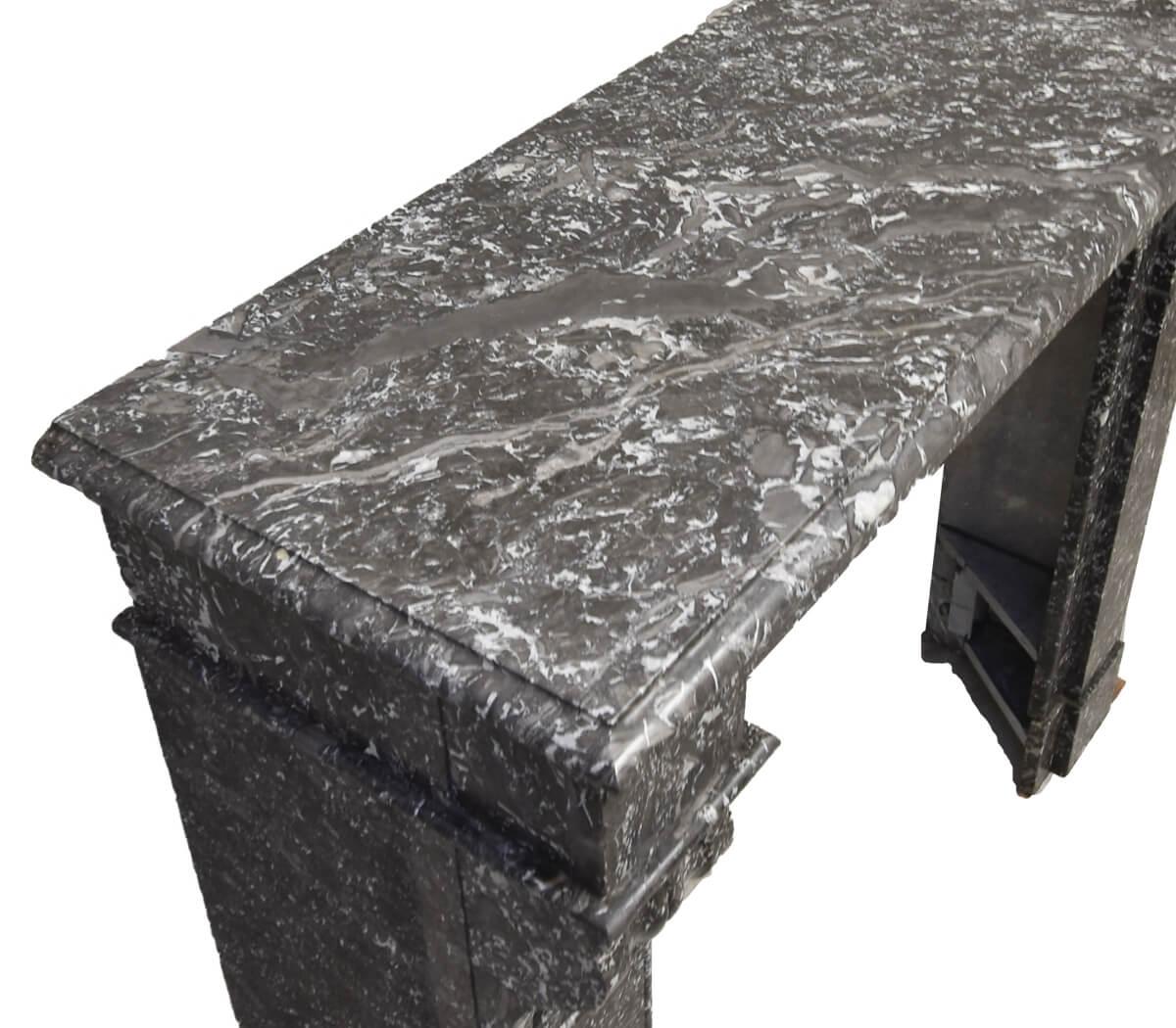 19th Century Antique Grey Marble Fireplace Front Mantelpiece In Fair Condition For Sale In Udenhout, NL