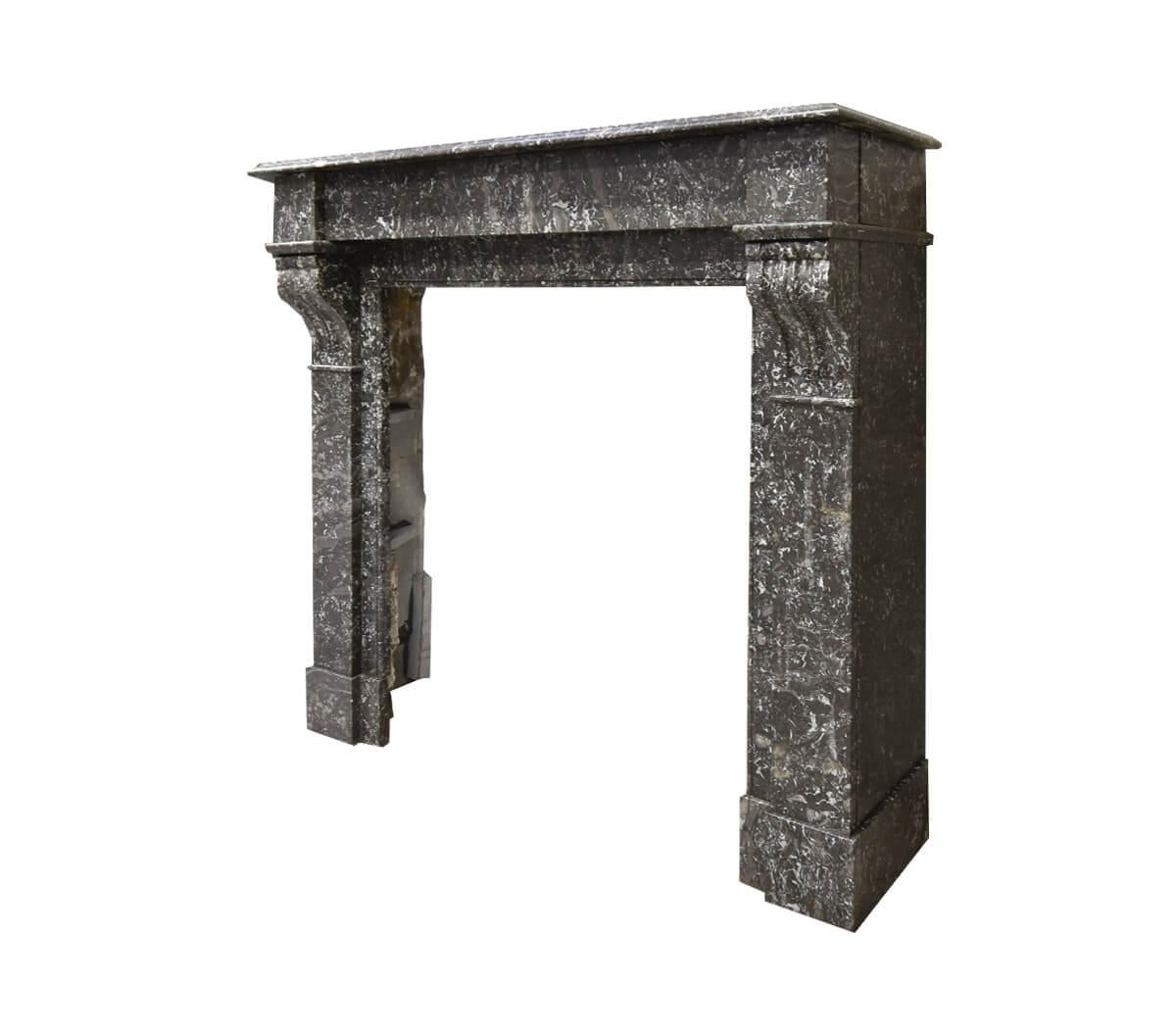 Late 19th Century 19th Century Antique Grey Marble Fireplace Front Mantelpiece For Sale