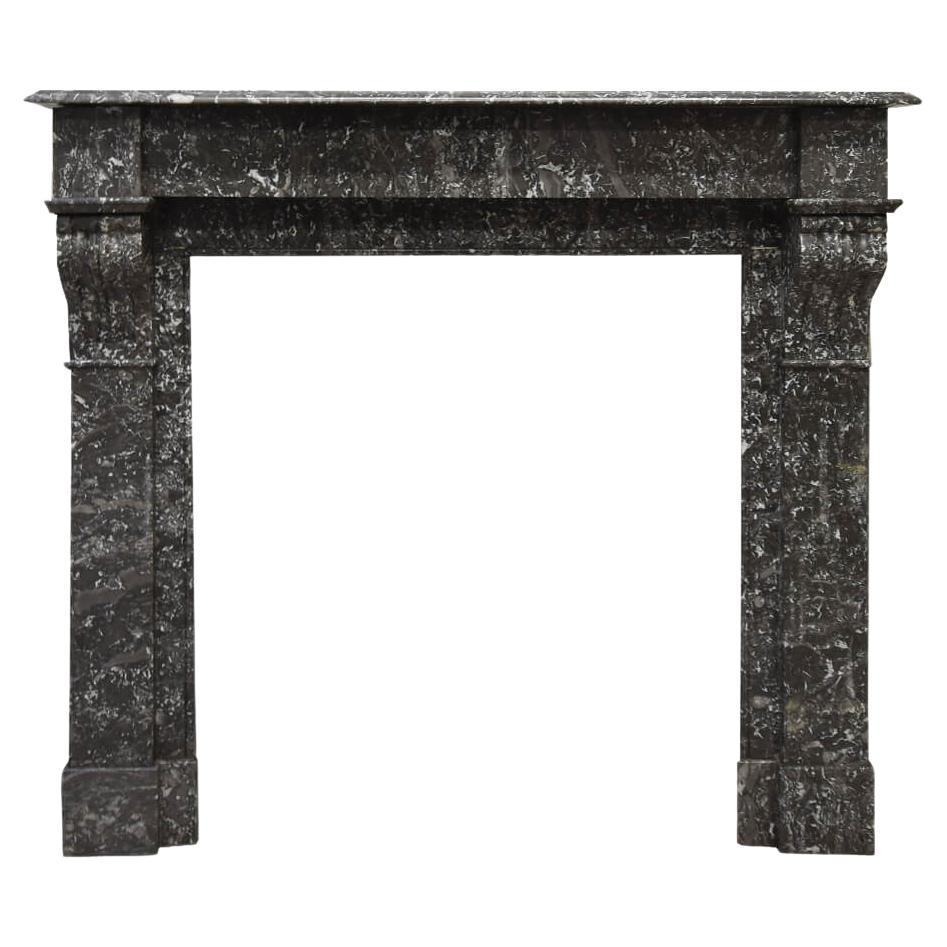 Grey marble Front fireplace mantel 19th Century For Sale