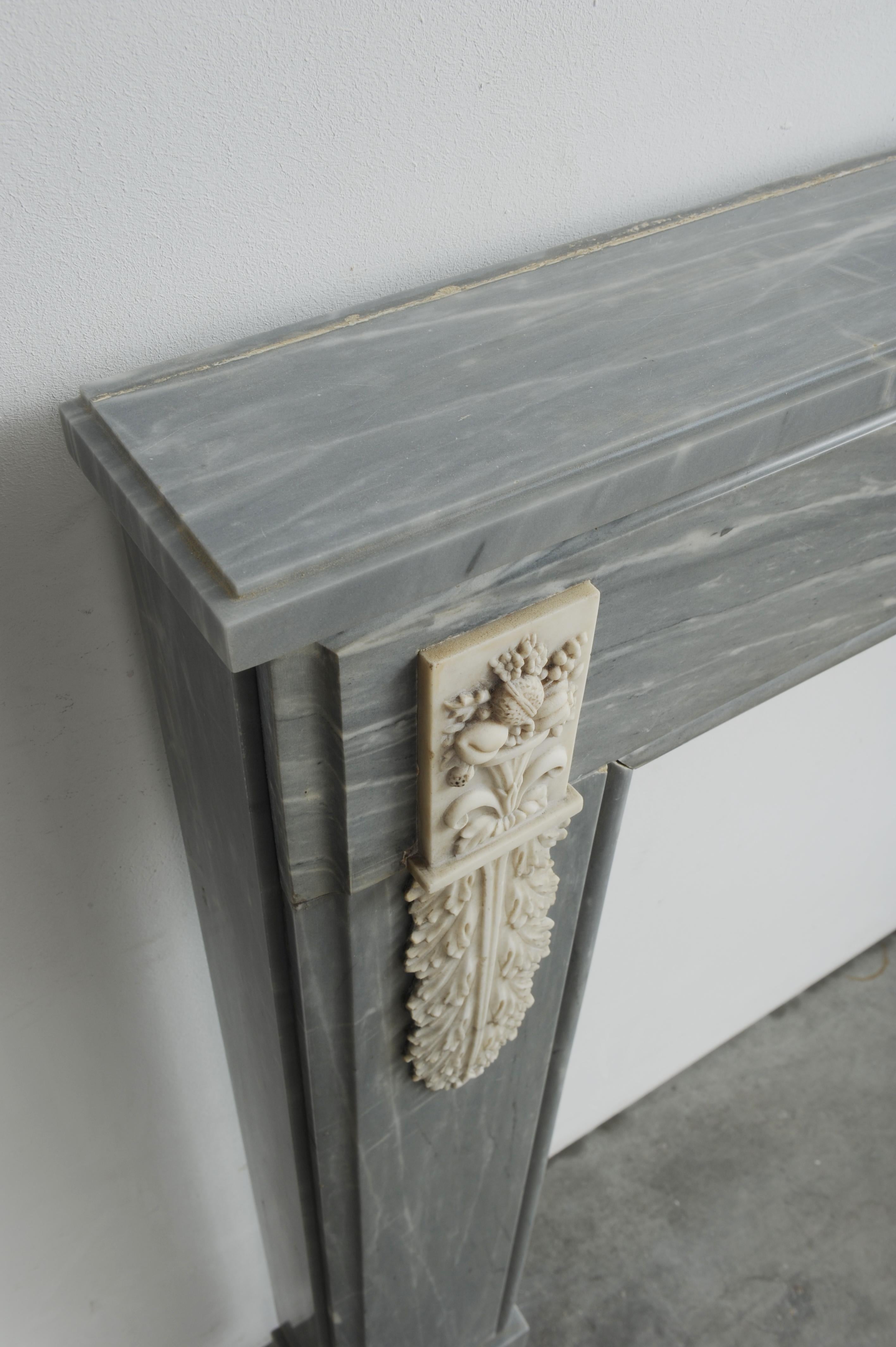 Grey Marble Louis XVI Fireplace Mantel For Sale 8