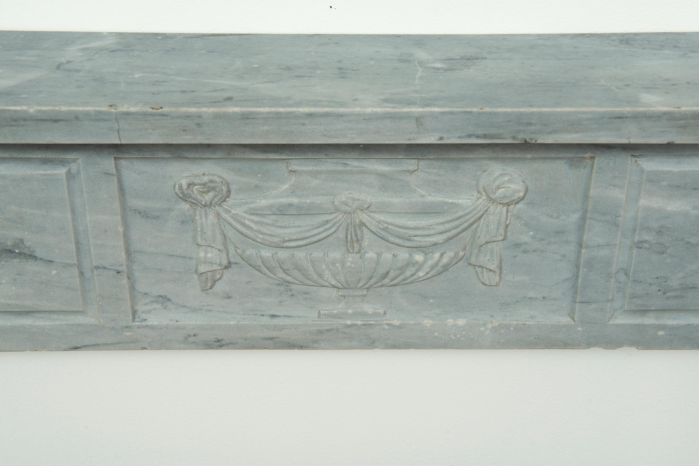 19th Century Grey Marble Louis XVI Fireplace Mantel For Sale