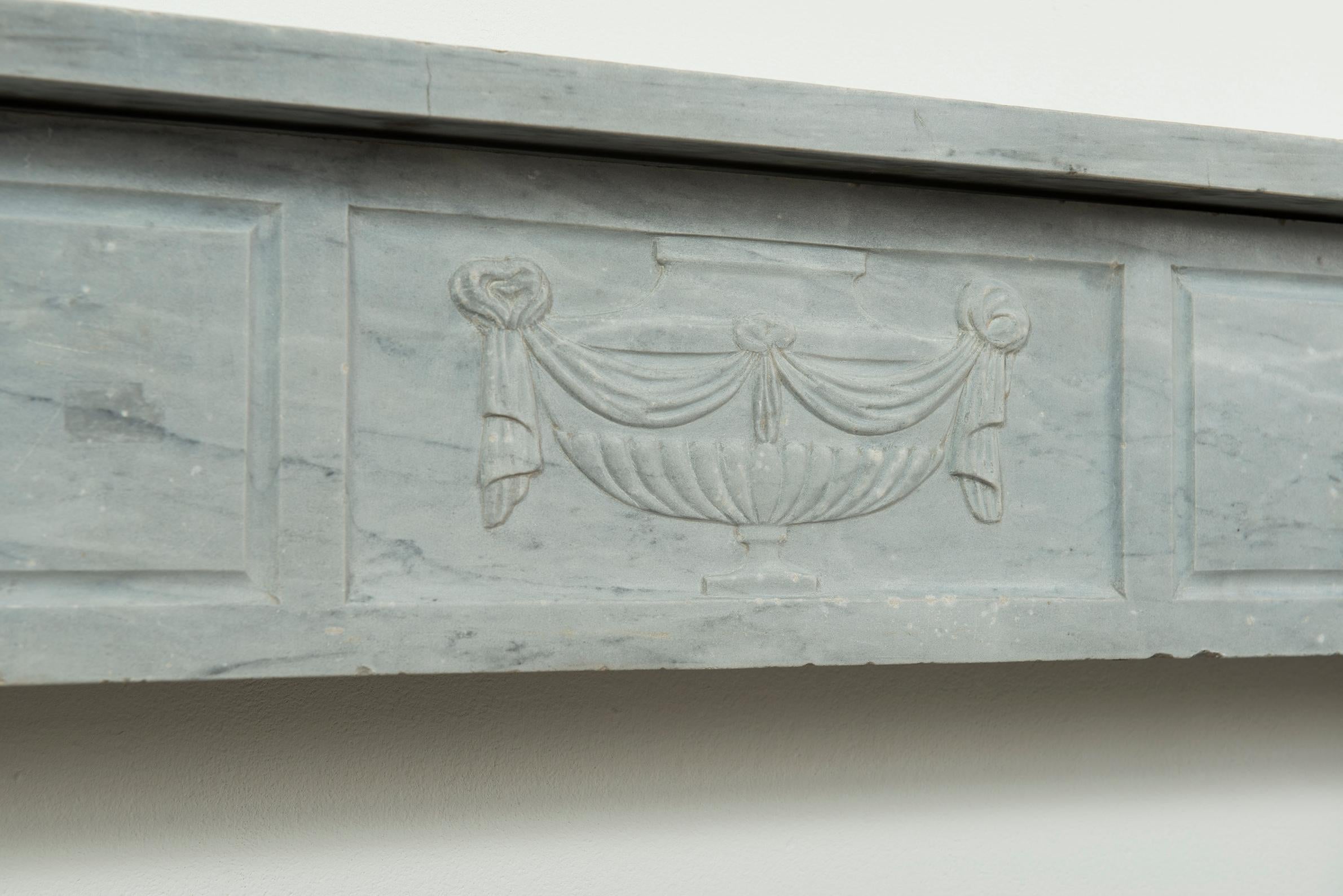 Grey Marble Louis XVI Fireplace Mantel For Sale 1
