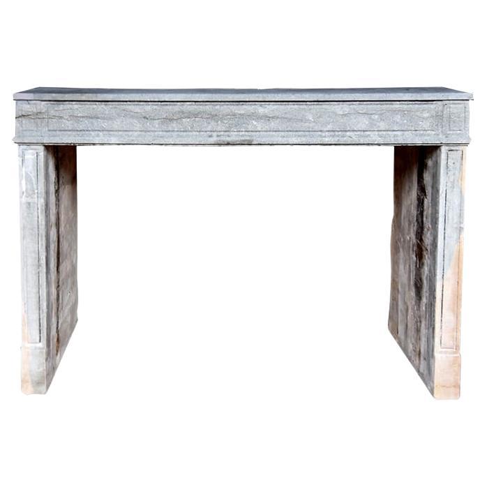 Grey marble stone Louis XVI fireplace 19th Century For Sale