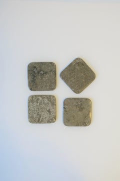 Grey Marble Stone Modern Cocktail or Drink Coasters, Set of 4