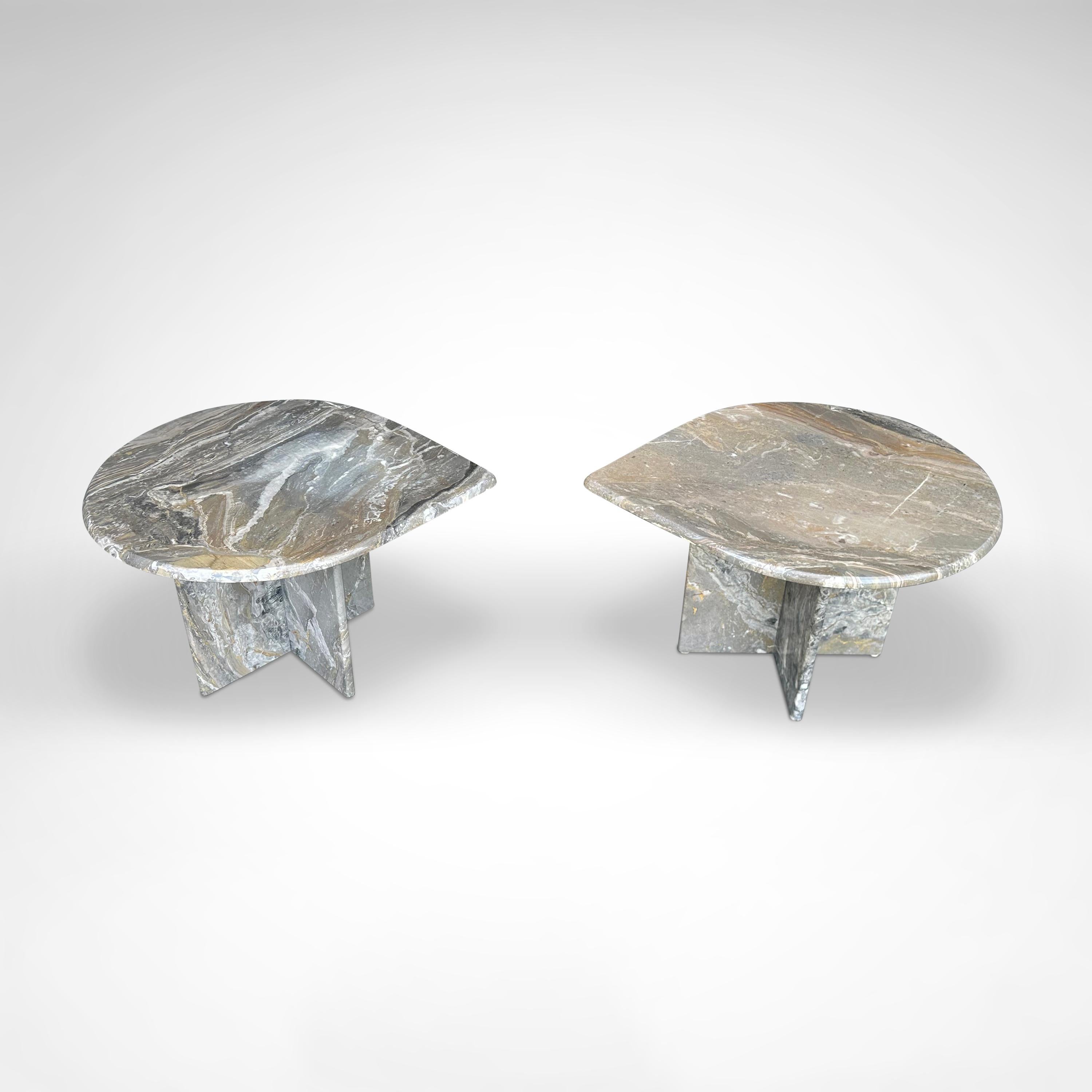 Table d'appoint en marbre gris Allemagne 1980, ensemble de 2 en vente 4
