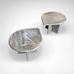 Grey marble teardrop side table Germany 1980s, set of 2