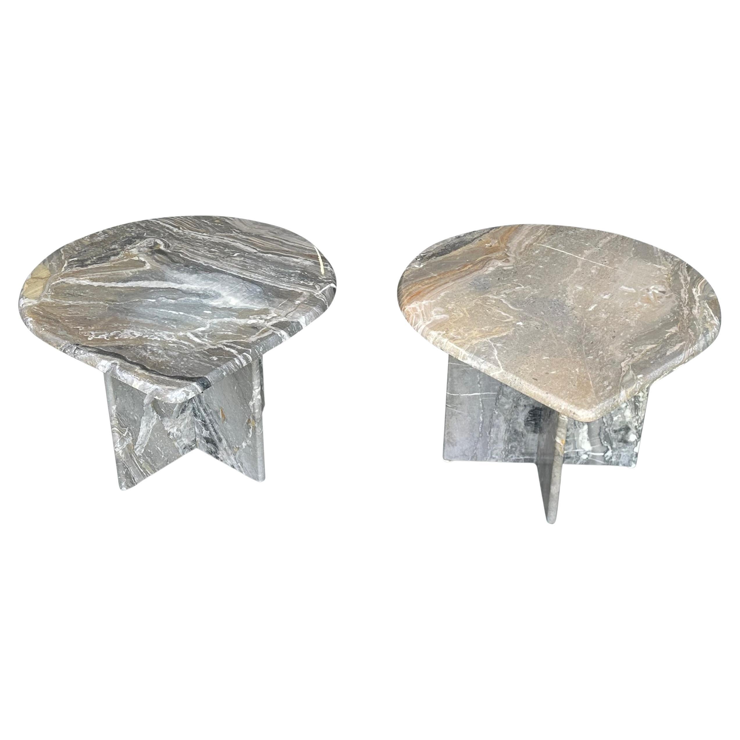 Table d'appoint en marbre gris Allemagne 1980, ensemble de 2 en vente
