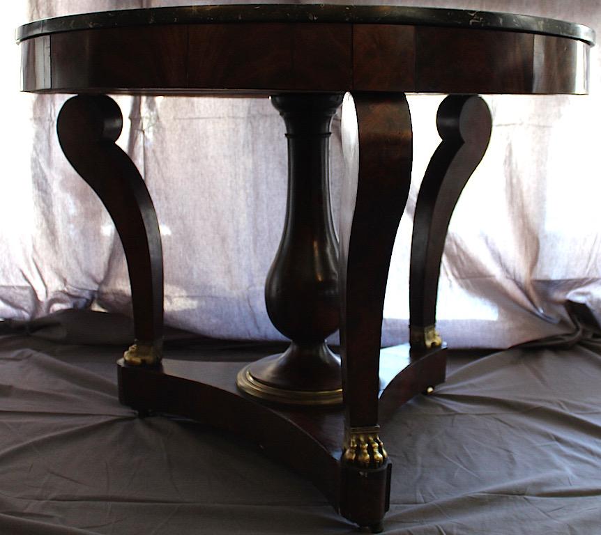 Mid-19th Century Grey Marble-Top Centre Pedestal Table Empire Style William IV, French