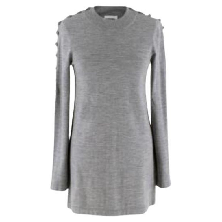 Chloe Grey Marl Fine Wool Button Detail Jumper - xs For Sale at 1stDibs