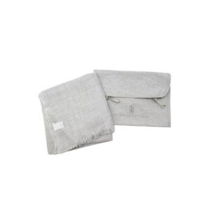 Gray Grey marl silk-cashmere shawl For Sale