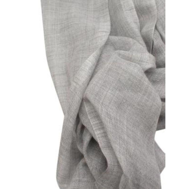 Grey marl silk-cashmere shawl For Sale 2