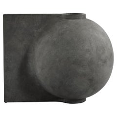 Grey Matte Glaze Large Off Center Handle Vase, China, Contemporary