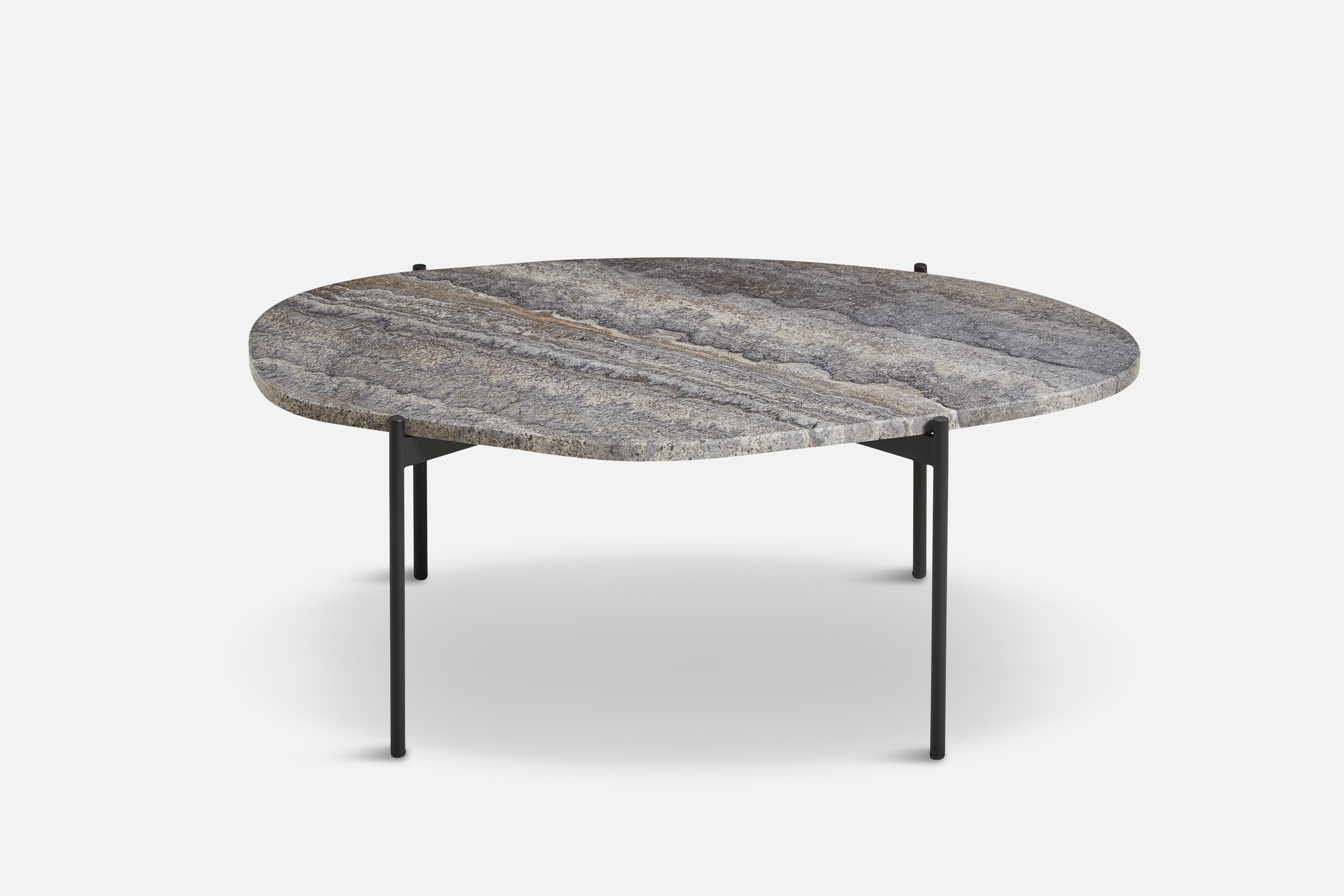 Grey Melange La Terra large occasional table by Agnes Morguet
Materials: metal, grey Melange Travertine
Dimensions: D 54 x W 95 x H 36 cm

The founders, Mia and Torben Koed, decided to put their 30 years of experience into a new project. It was