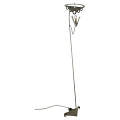grey metal 1980-90s post modern floor lamp in the style of A. Mendini