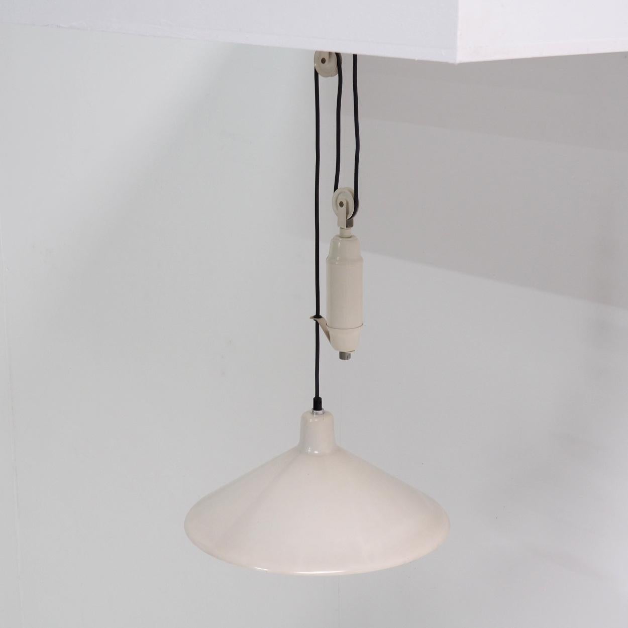 Country Grey Metal Counterweight Pendant, Italy 1960s For Sale