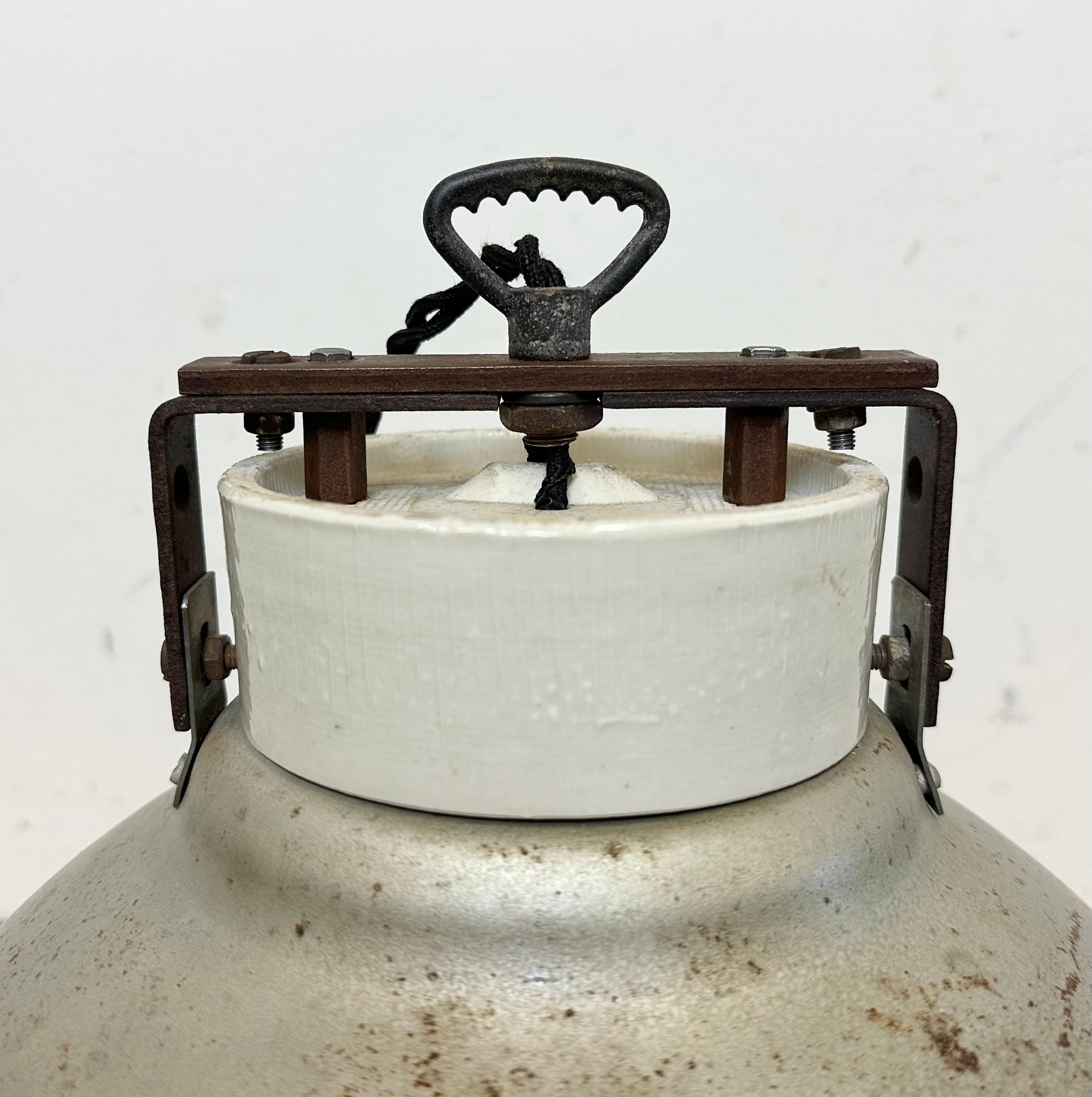 Grey Metal Industrial Factory Hanging Lamp, 1960s For Sale 6