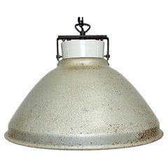 Vintage Grey Metal Industrial Factory Hanging Lamp, 1960s