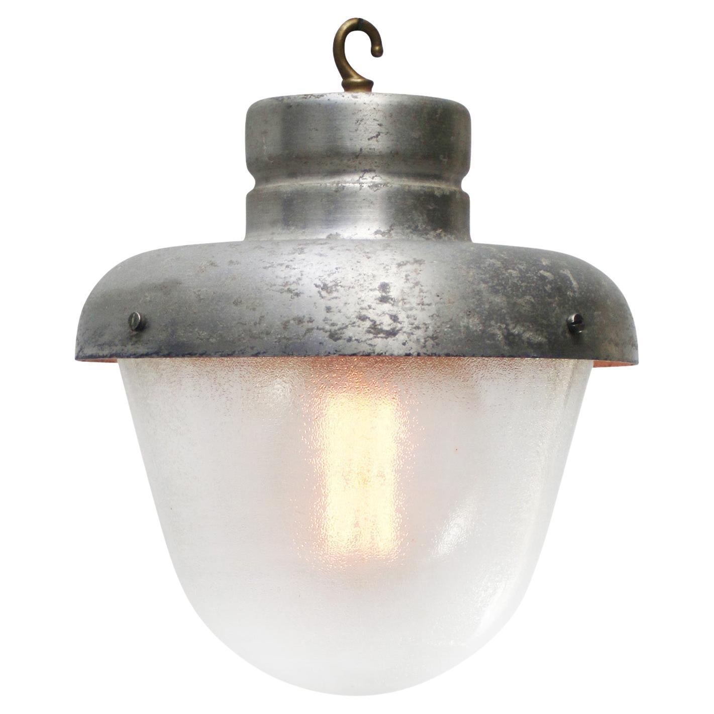 Grey Metal Industrial Frosted Glass Pendant Lights