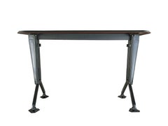 Grey metal & Pagwood 1960s Dattilo low desk/console by BBPR for Olivetti Synthes