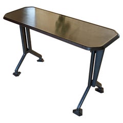Grey metal & Pagwood 1960s Dattilo low desk/console by BBPR for Olivetti Synthes