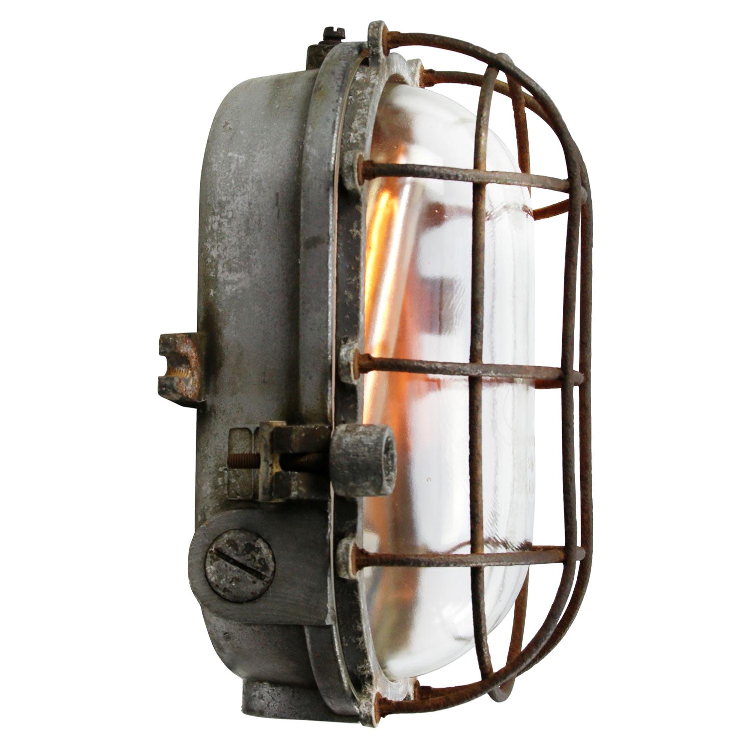 Grey Metal Vintage Industrial Clear Glass Wall Lamp Scone