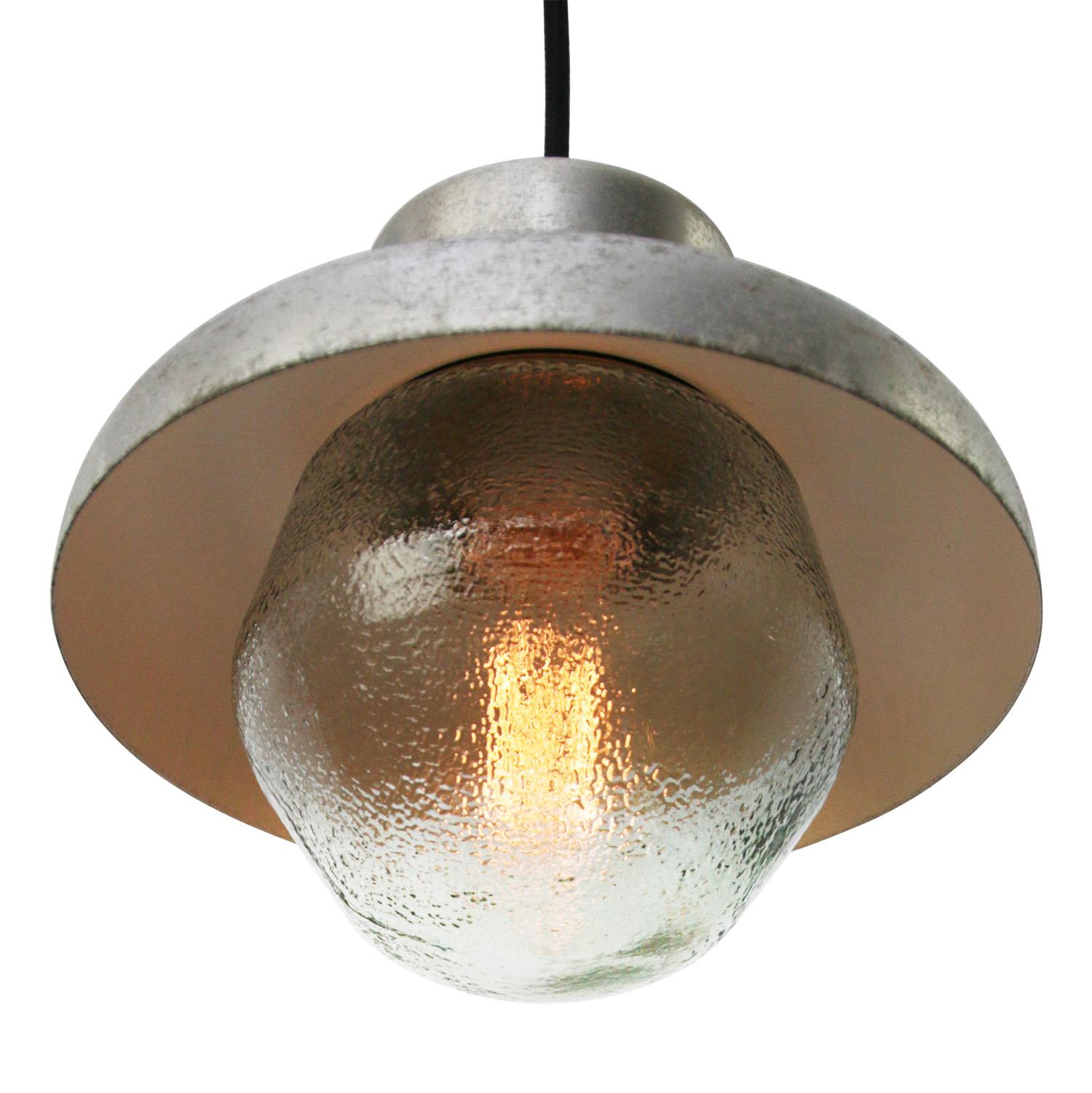 Factory hanging lamp
Grey metal top with frosted glass

weight 1.20 kg / 2.6 lb

Priced per individual item. All lamps have been made suitable by international standards for incandescent light bulbs, energy-efficient and LED bulbs. E26/E27 bulb
