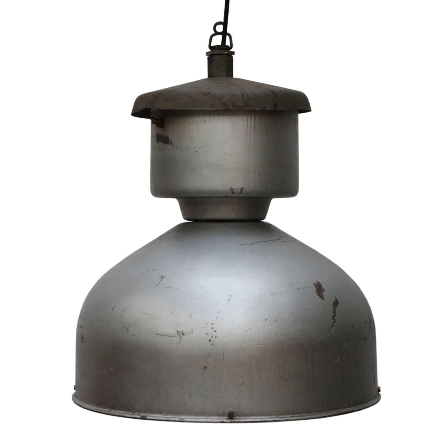 20th Century Grey Metal Vintage Industrial Pendant Lamp