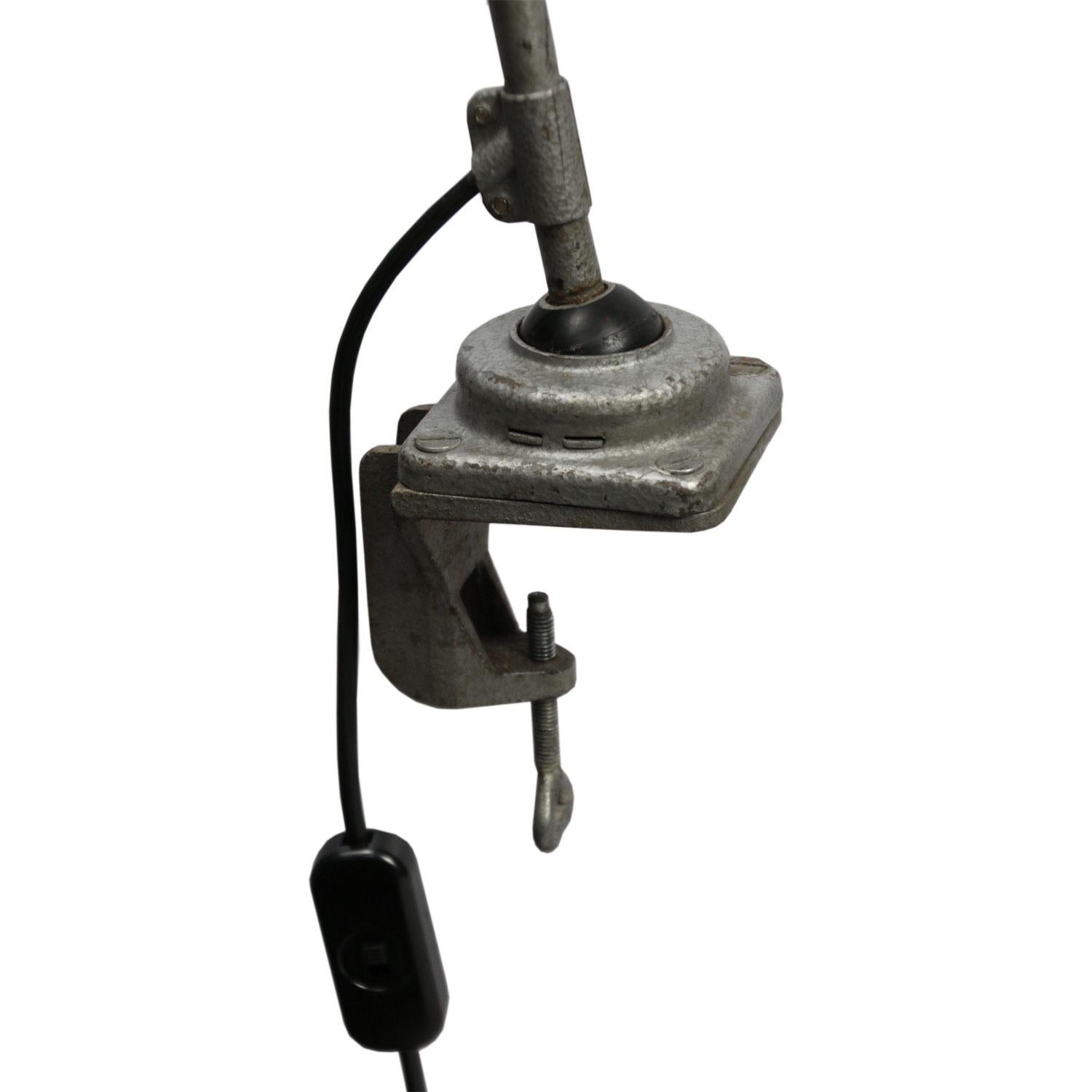 Grey Metal Vintage Industrial Work Desk Light In Good Condition In Amsterdam, NL