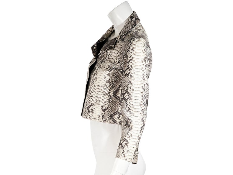Grey Michael Kors Collection Python Cropped Jacket For Sale at 1stDibs