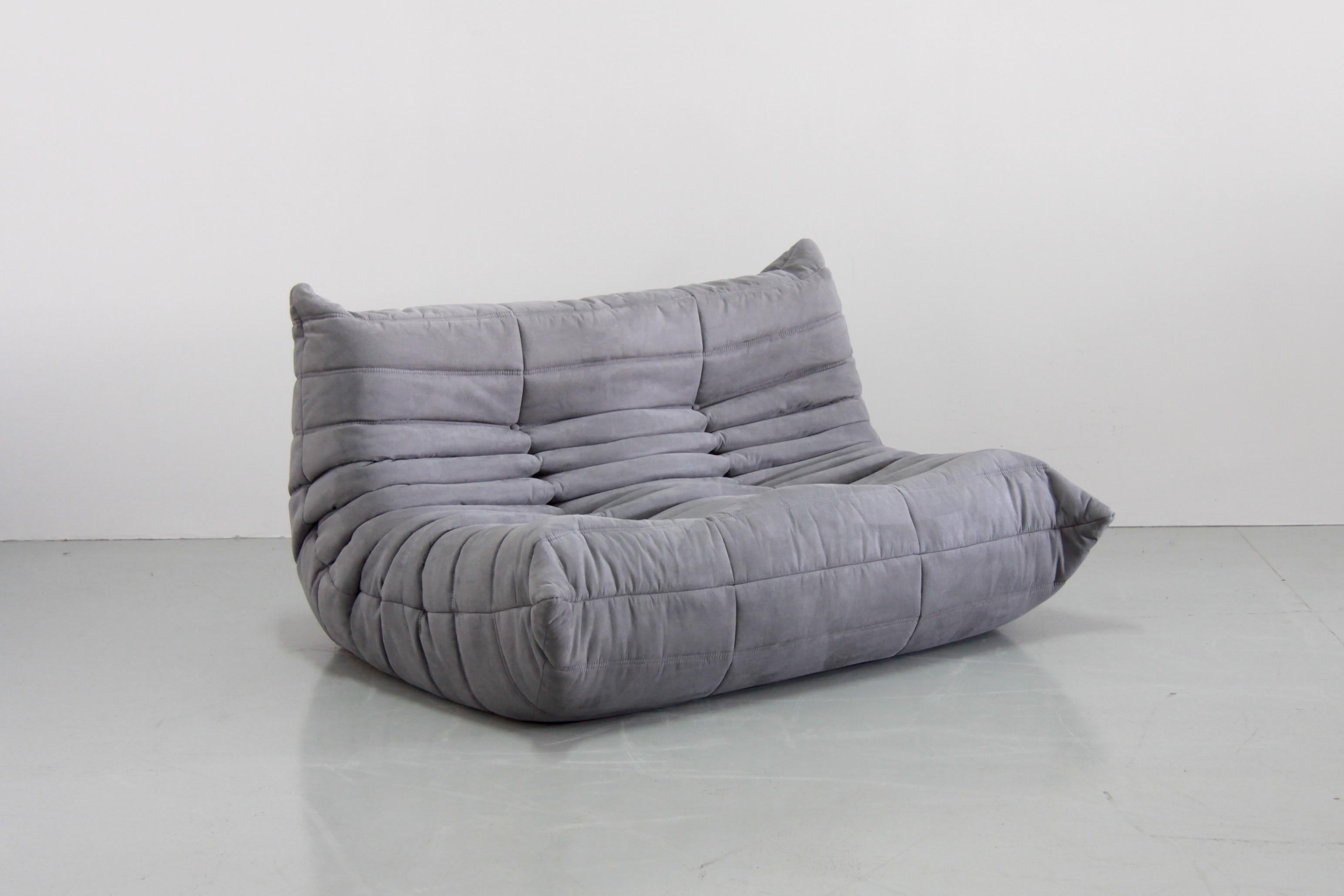 Grey Microfibre Togo Sofa Set by Michel Ducaroy for Ligne Roset, Set of Five For Sale 5