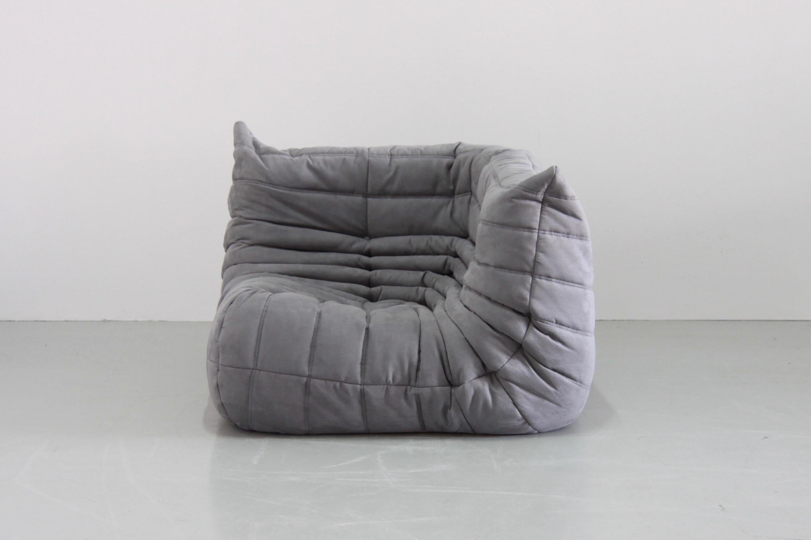 Grey Microfibre Togo Sofa Set by Michel Ducaroy for Ligne Roset, Set of Five For Sale 6