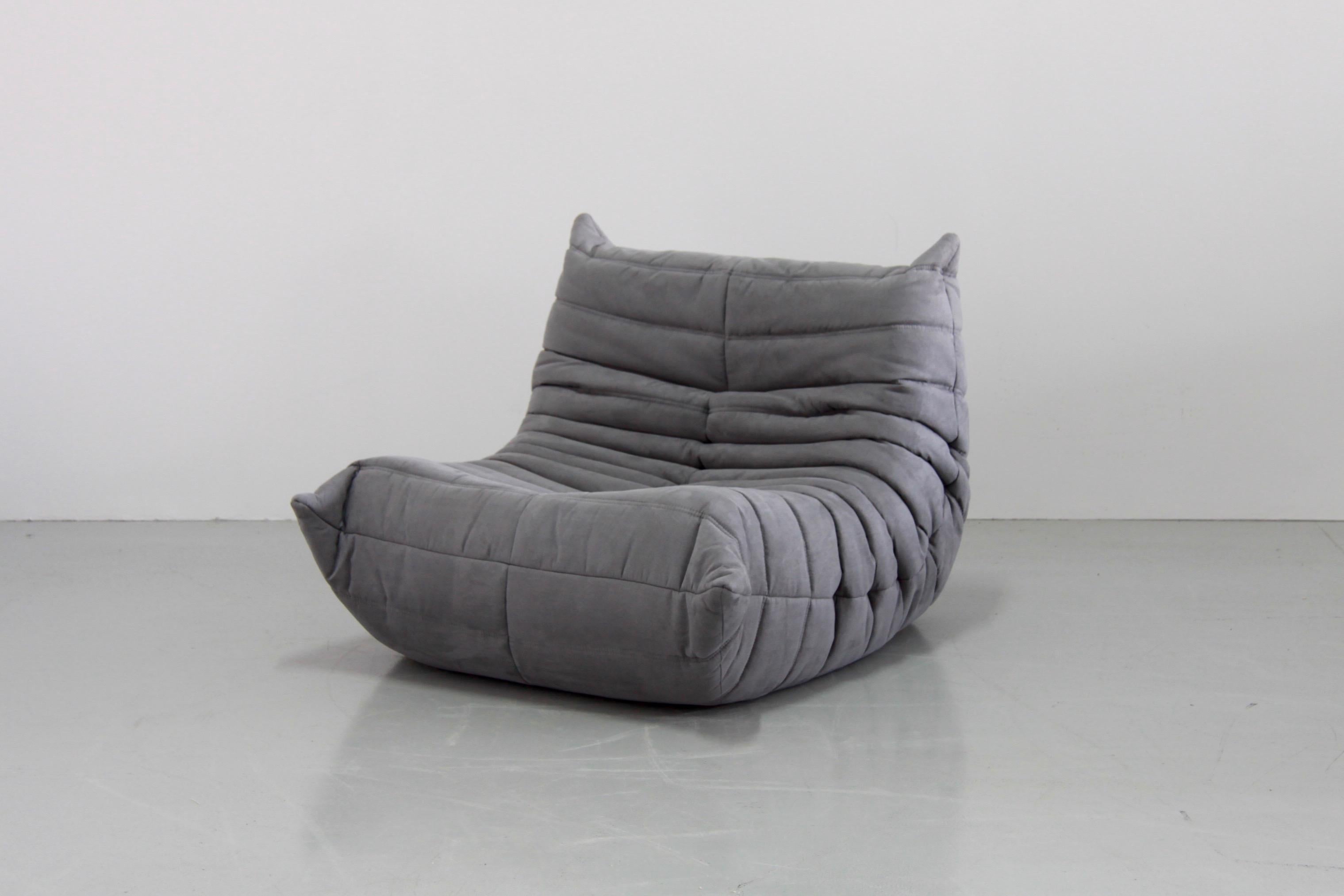 Grey Microfibre Togo Sofa Set by Michel Ducaroy for Ligne Roset, Set of Five For Sale 7