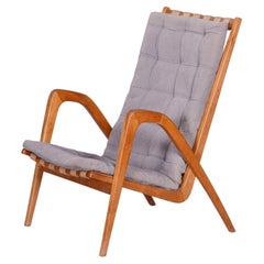 Grey Mid-Century Oak Armchair by Jan Vanek, 1950s, Czechia