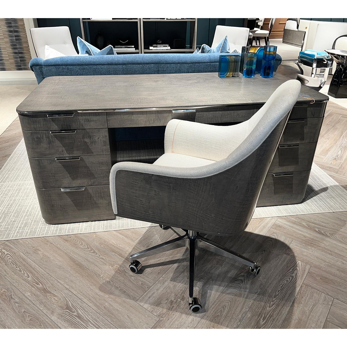Grauer Mid Century Pedestal-Schreibtisch im Zustand „Neu“ im Angebot in Westwood, NJ