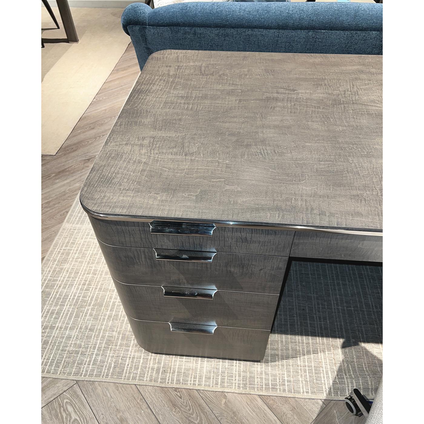 Grauer Mid Century Pedestal-Schreibtisch (21. Jahrhundert und zeitgenössisch) im Angebot
