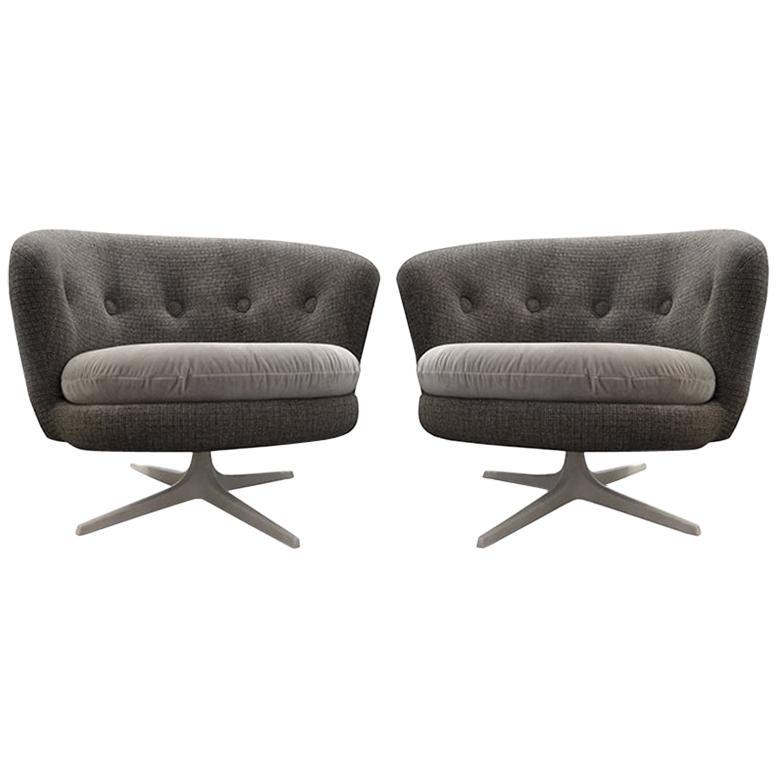 Grey Mid-Century Scandinavian Swivel Chairs