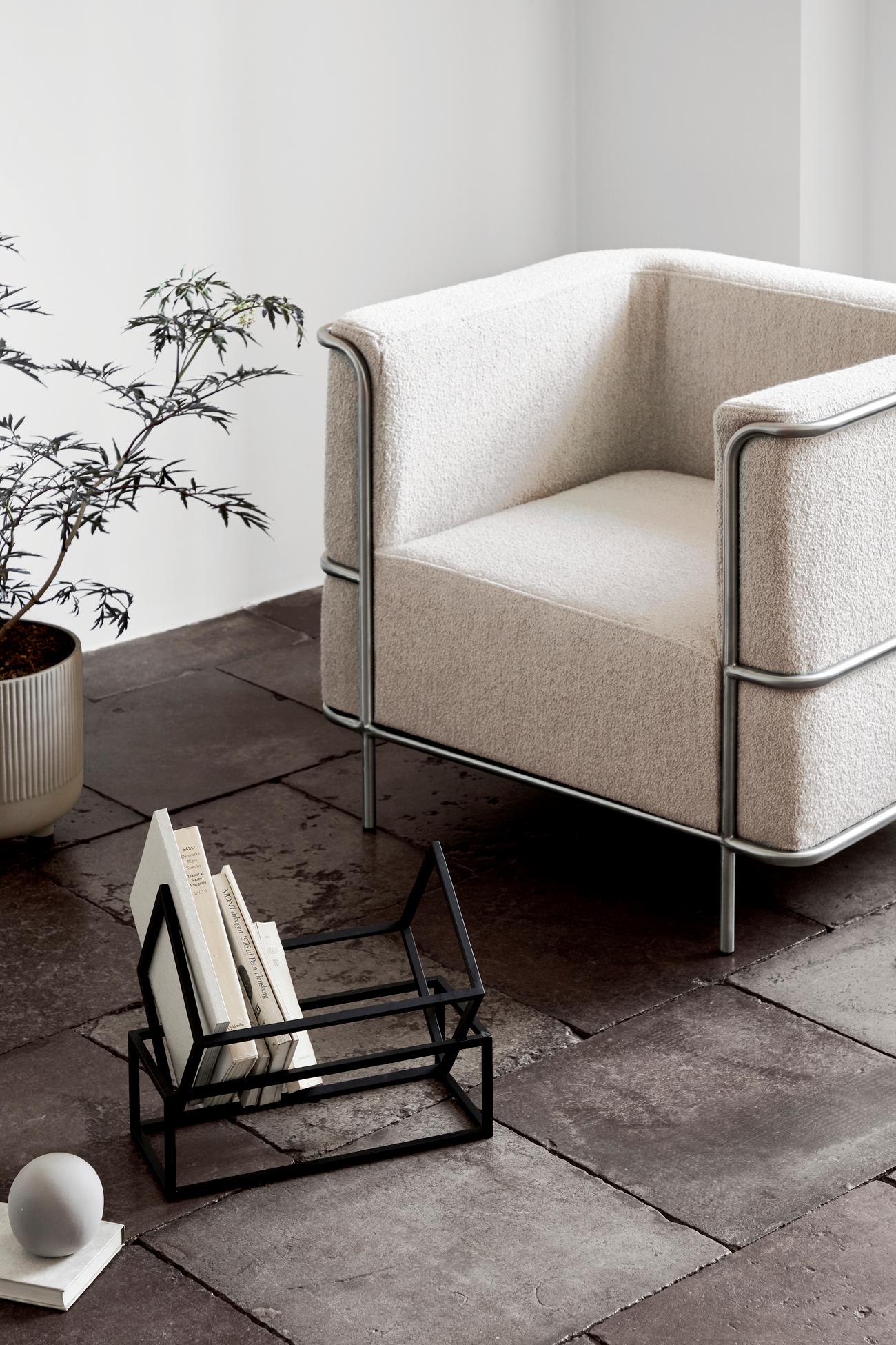 Bouclé Grey Modernist Lounge Chair by Kristina Dam Studio For Sale