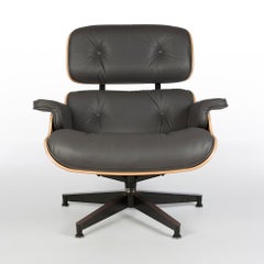Grey Mohair & Walnut Herman Miller Eames Lounge Chair and Ottoman