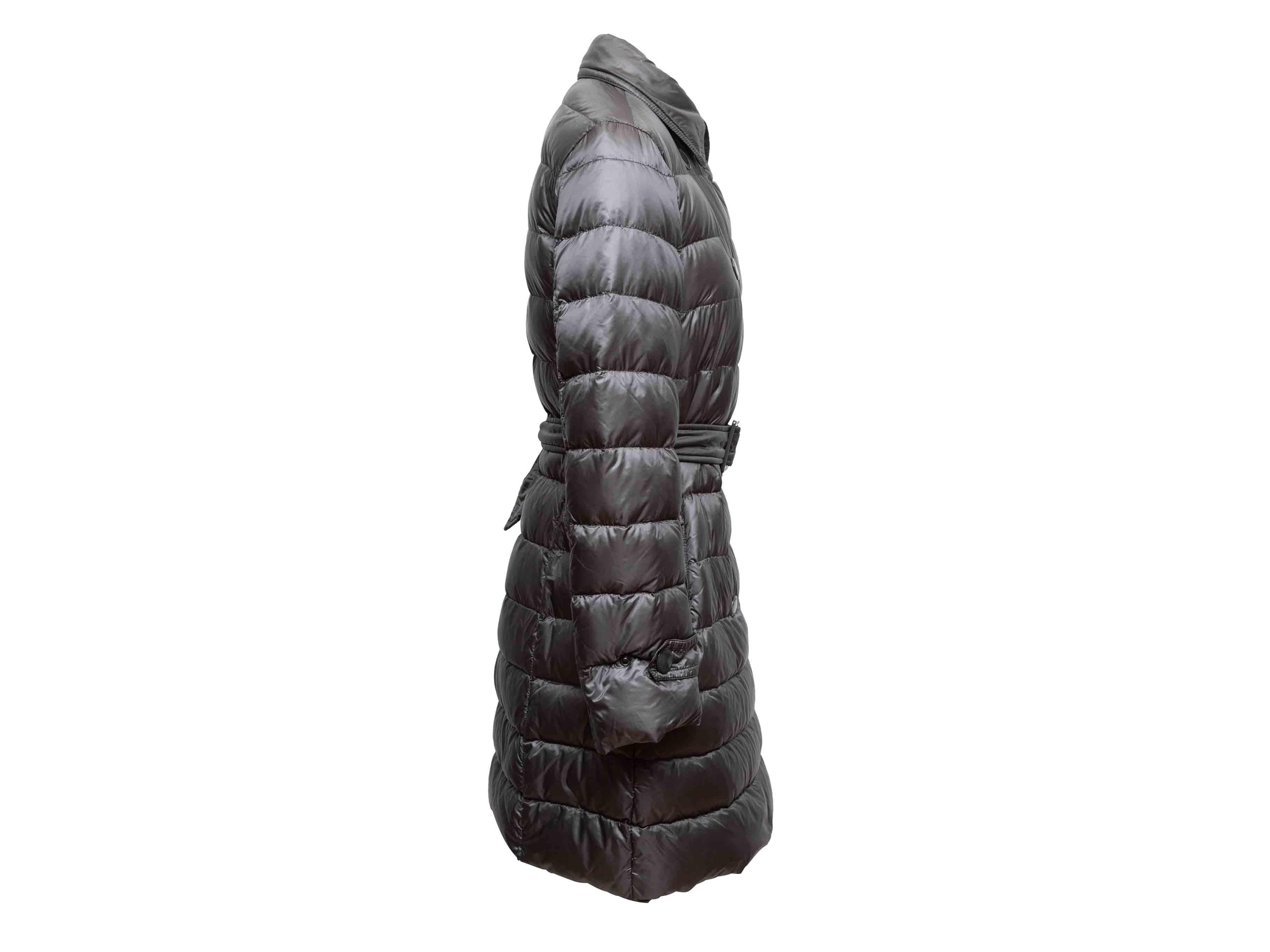 Nero Moncler grigio doppiopetto in piuma d'oca Designer Taglia 3 in vendita