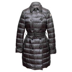 Grey Moncler Double-Breasted Down Puffer Coat Designer Size 3