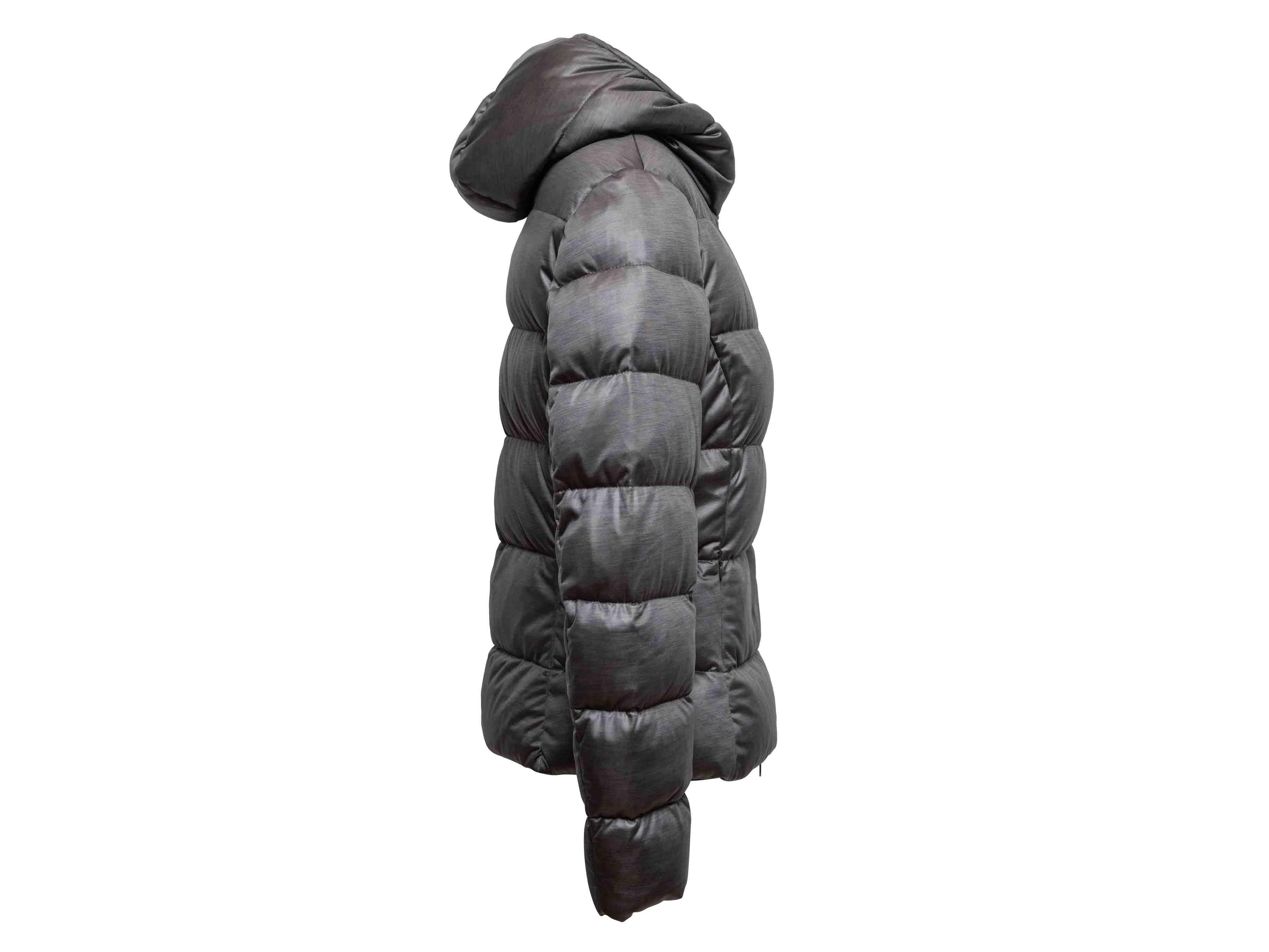 Nero Grey Moncler Hooded Down Puffer Jacket Designer Size 4 in vendita