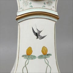 Grey Mora Clock Swedish Early 1800s Antique Songbirds Flowers Hand Painted