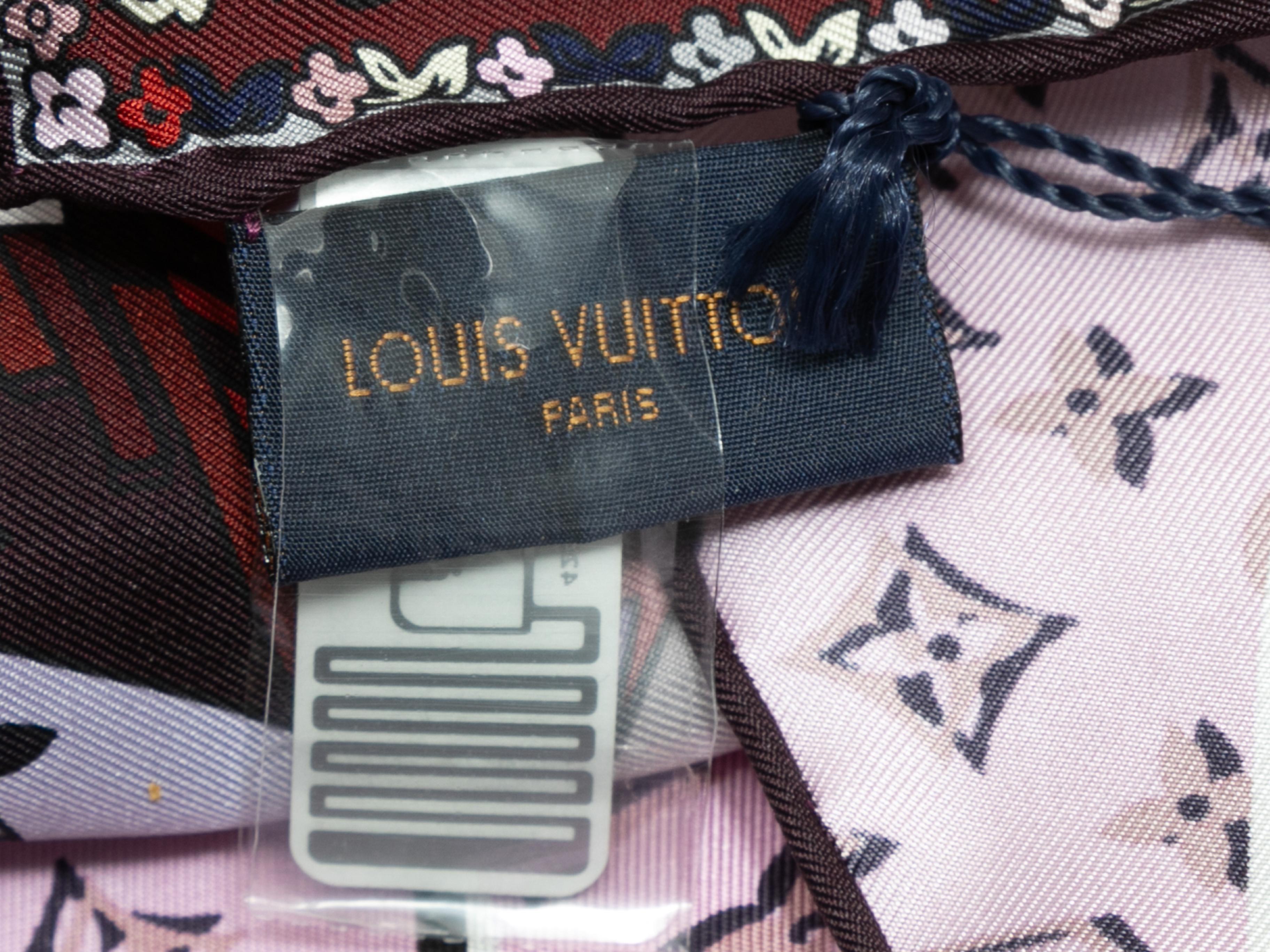 Grey & Multicolor Louis Vuitton 'The World Is Yours' Motif Silk Scarf In Good Condition In New York, NY