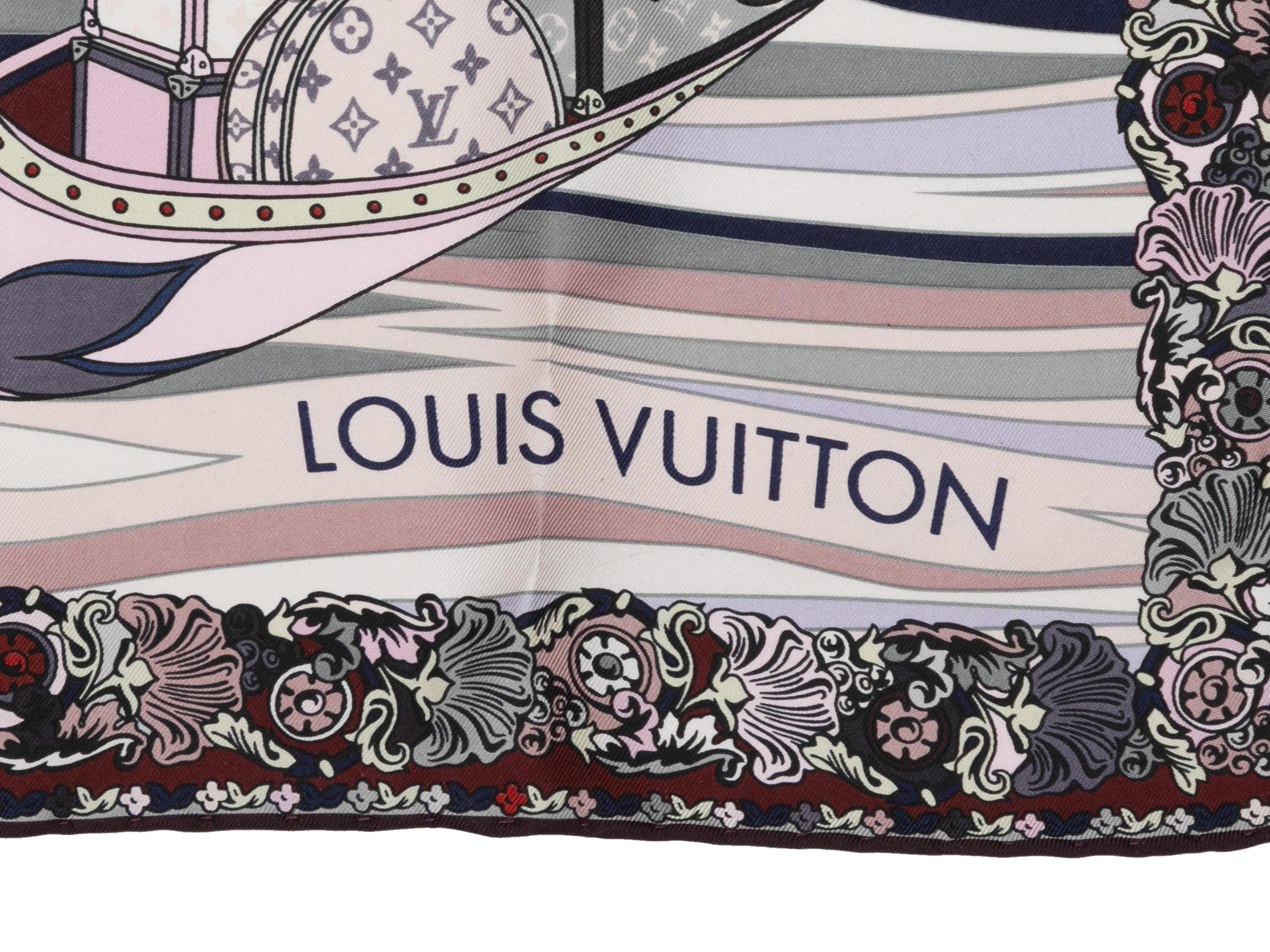 Women's Grey & Multicolor Louis Vuitton 'The World Is Yours' Motif Silk Scarf
