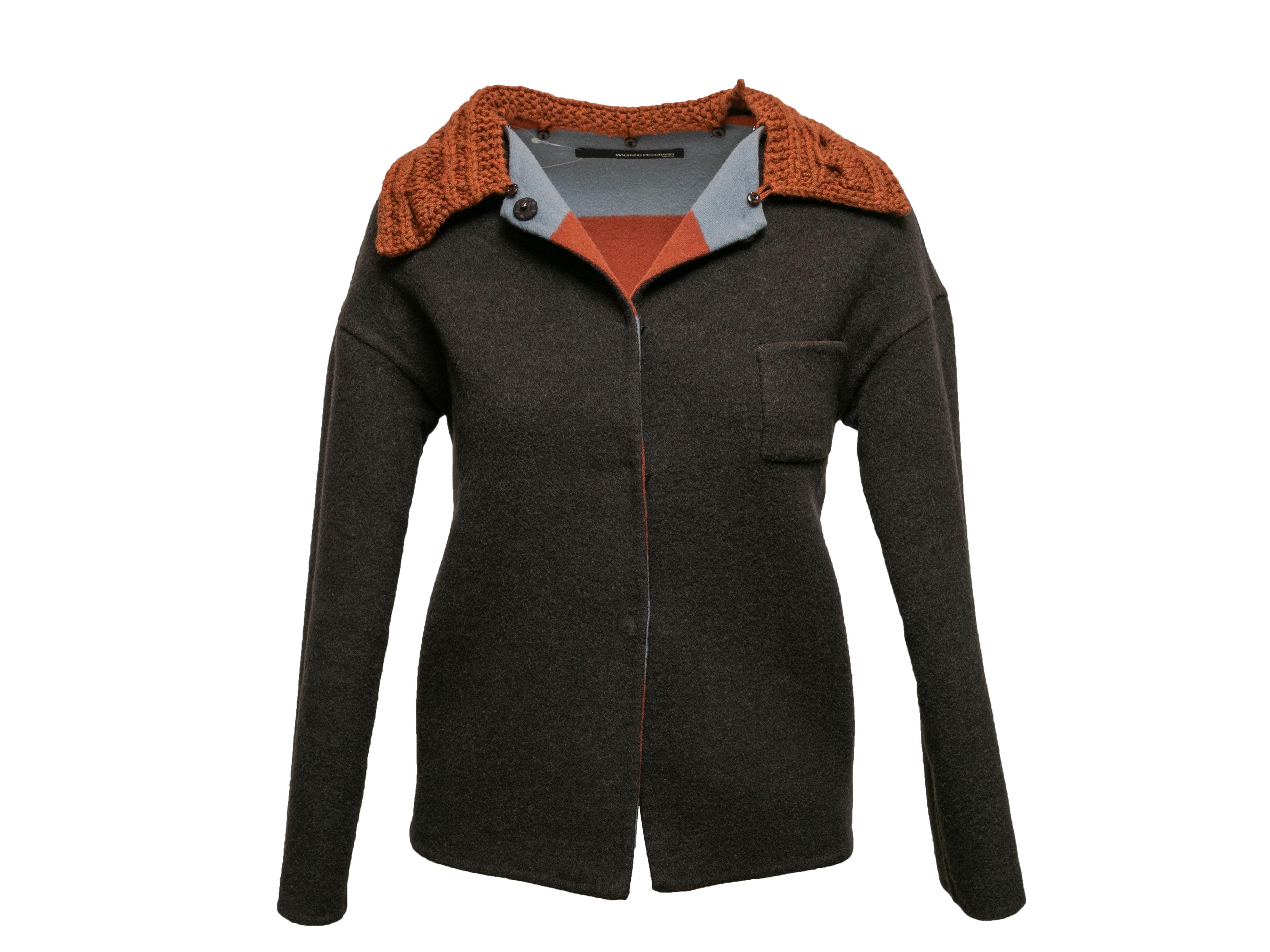 Grau & mehrfarbige Maurizio Pecoraro Wendbare Strickjacke Größe US S 1