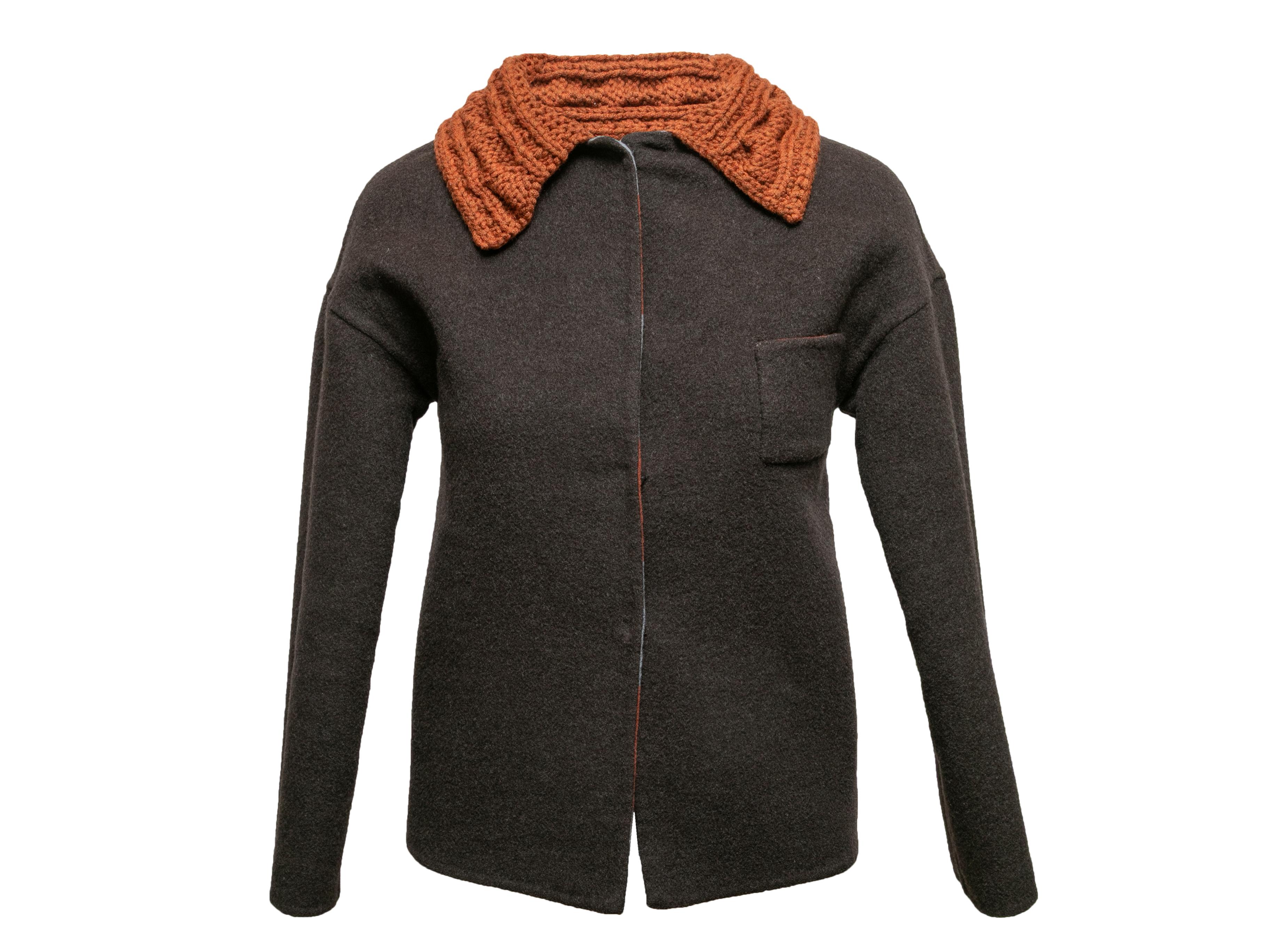 Grau & mehrfarbige Maurizio Pecoraro Wendbare Strickjacke Größe US S 2