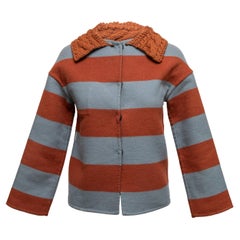 Grey & Multicolor Maurizio Pecoraro Reversible Knit Jacket Size US S